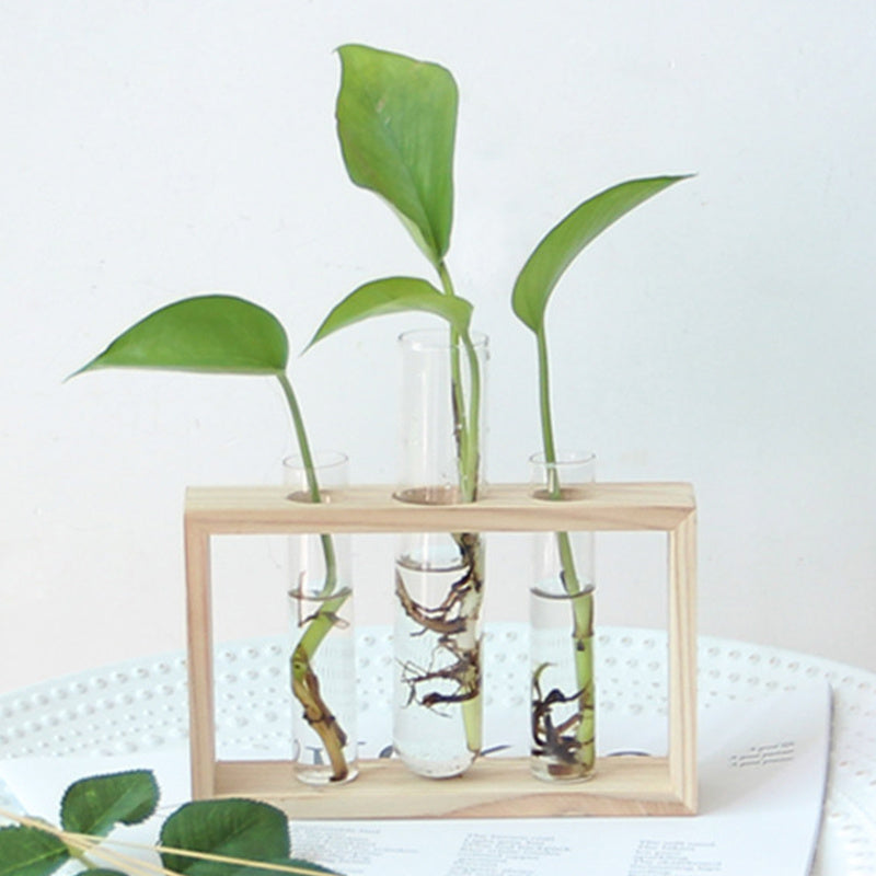 Small log hydroponic plant glass vase decoration