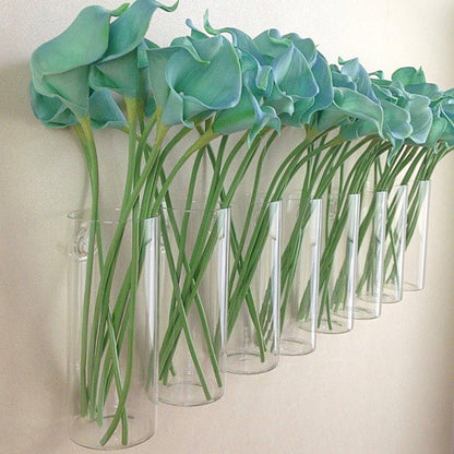 Transparent Hydroponic Wall Mounted Glass Straight Vase