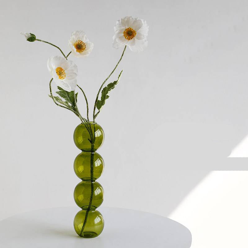 Pequeño jarrón de calabaza de vidrio transparente con flores secas para arreglos florales hidropónicos