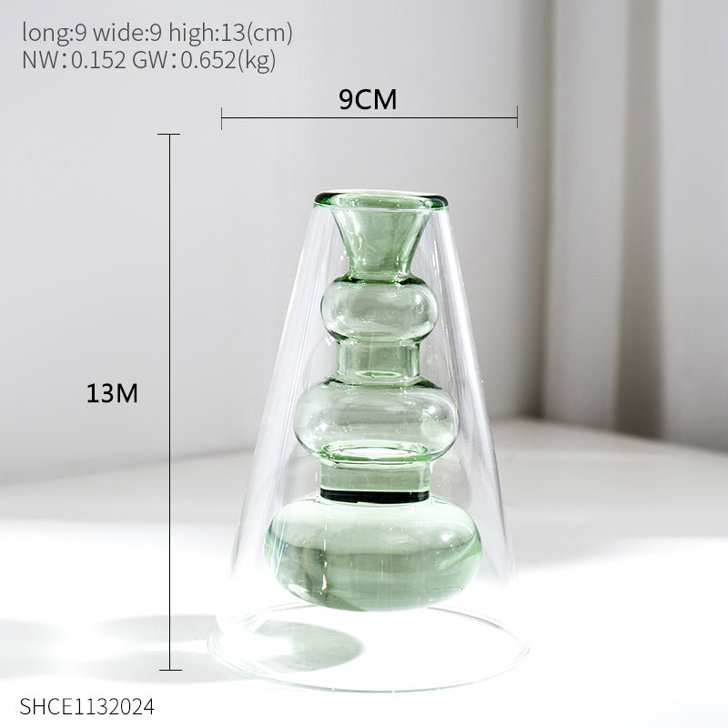 Minimalist Nordic Double-layer Stained Glass Hydroponic Vase