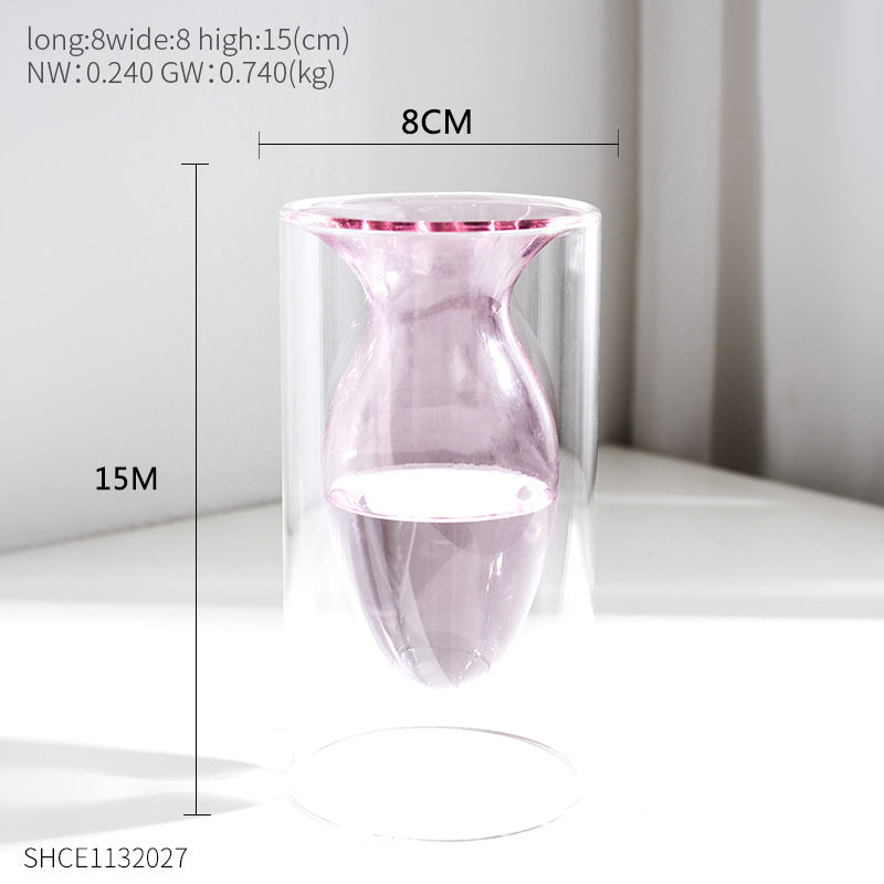 Minimalist Nordic Double-layer Stained Glass Hydroponic Vase