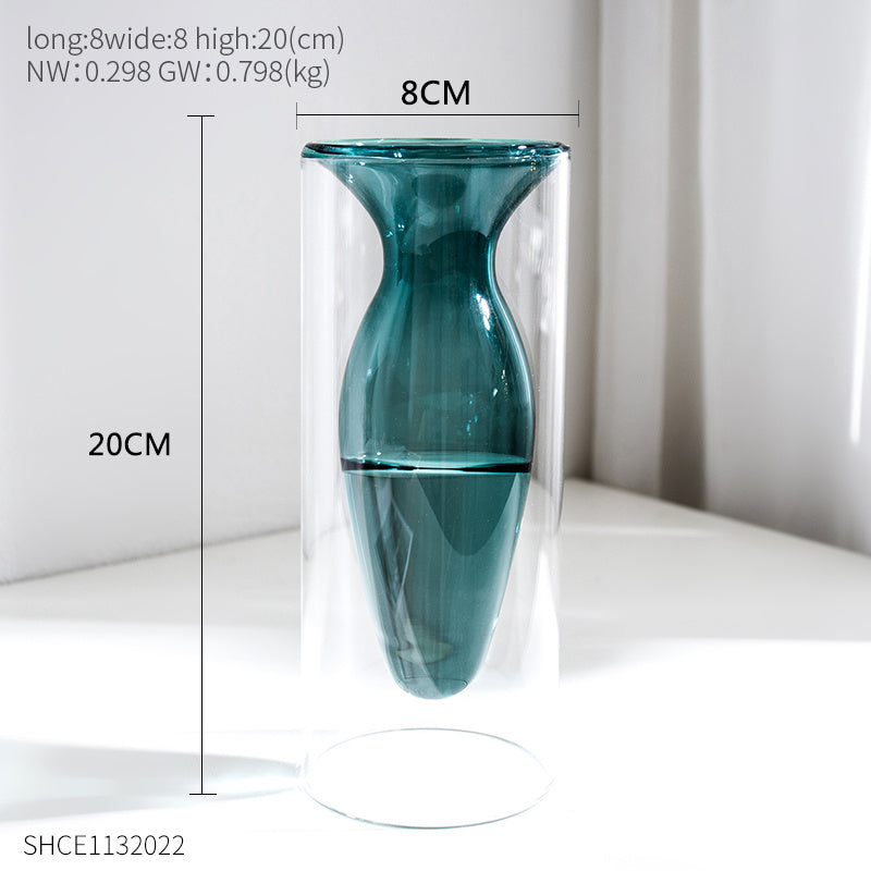 Minimalist Nordic Double-layer Stained Glass Hydroponic Vase