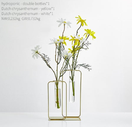 Transparent glass hydroponic green dill vase