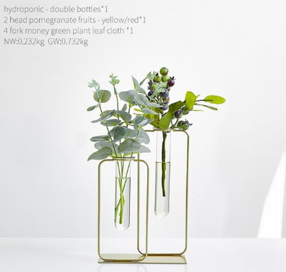 Transparent glass hydroponic green dill vase