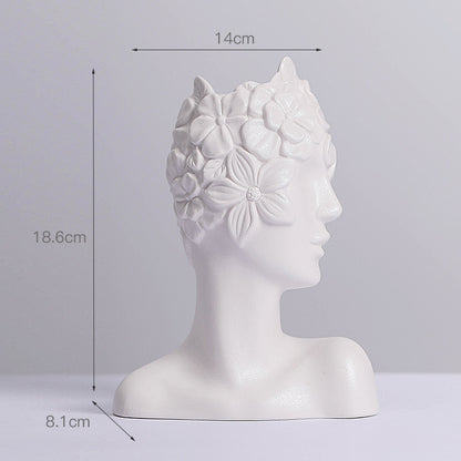 Human Body Ceramic Vase White Matte Artifact Hydroponic Flower Dryer Ornaments