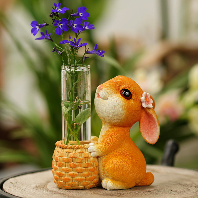 Cute Rabbit Glass Test Tube Hydroponic Vase