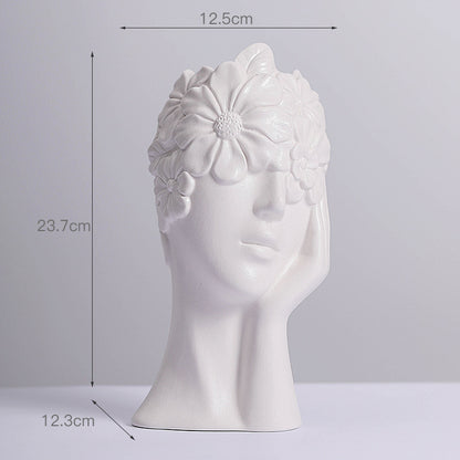 Human Body Ceramic Vase White Matte Artifact Hydroponic Flower Dryer Ornaments