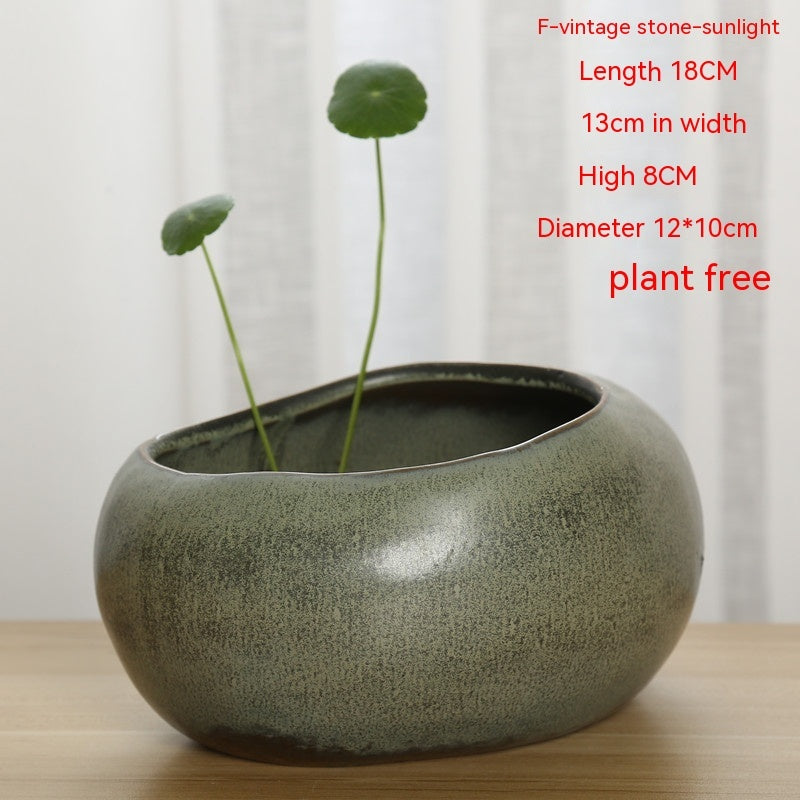 Stoneware Hydroponic Calamus Hydrocotyle Bowl Lotus Flower Pot Ceramic