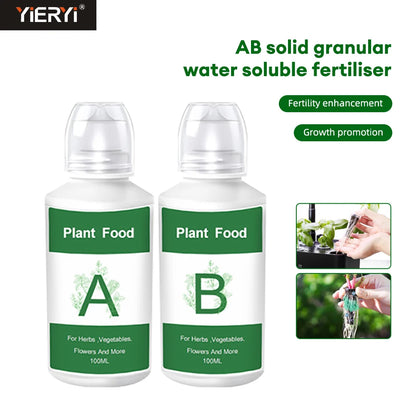 2PCS/Box General Hydroponic Nutrient Liquid A and B Fertilizer Solution Kit for Growing Plant Flowers Food Vegetable Fruit 200ML