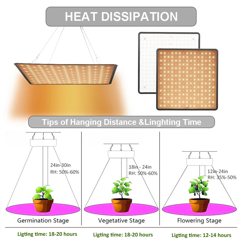 Lámpara LED de espectro completo de 1000 W para cultivo de plantas, cultivo de plantas, cultivo de semillas, interior, caja de cultivo, tienda de campaña, invernadero, horticultura