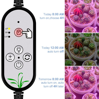 Lámpara LED de espectro completo para cultivo de plantas, para interior, con semillas de flores, para cultivo hidropónico, resistente al agua, con función de temporización y atenuación