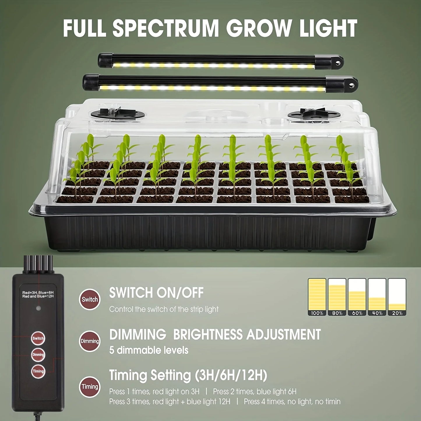 80-Cell Seed Germination Tray with Grow Lights