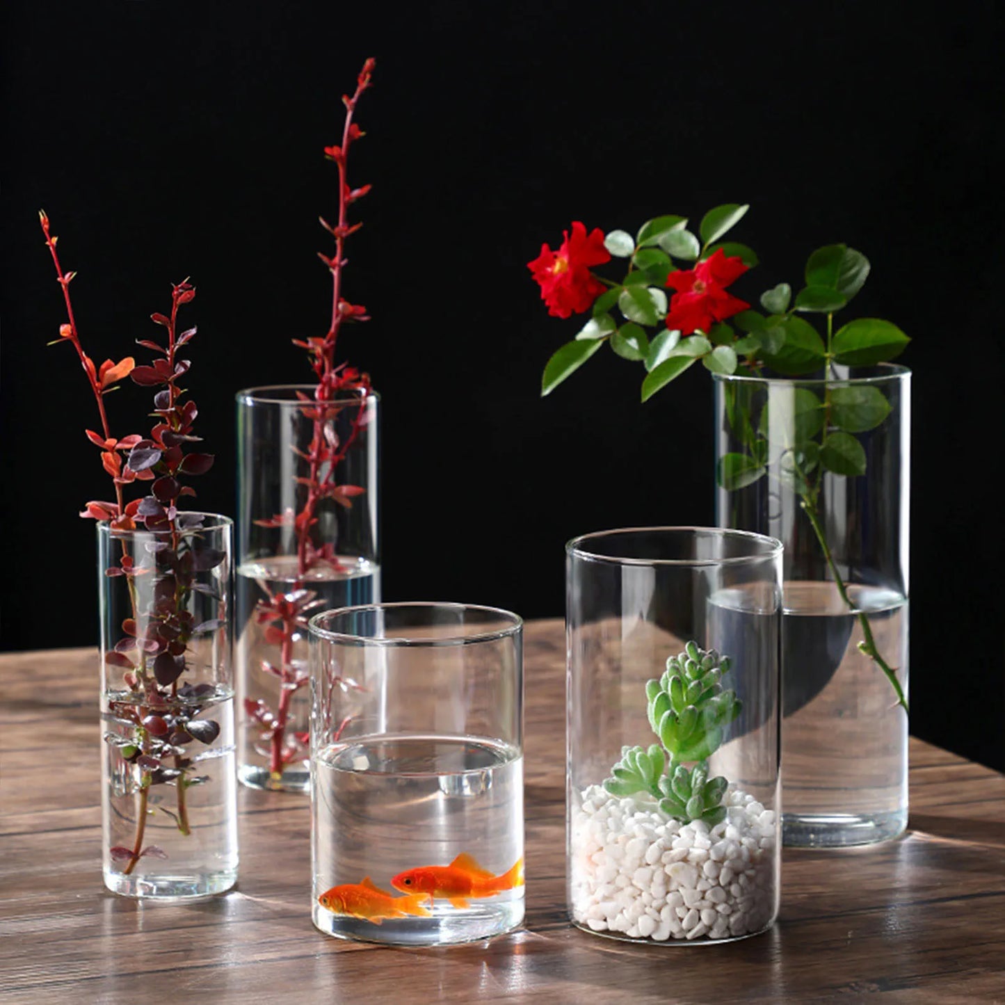 Jarrón hidropónico de vidrio Simplism, florero moderno de cilindro pequeño para centro de mesa, para uso en decoración de bodas, accesorios para jardín