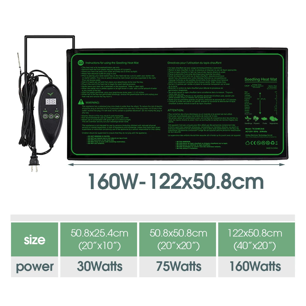 110V/220V Seedling Heating Mat with Temperature Controller Waterproof Nursery Warmth Pad for Plant Hydroponic Seeds Germination