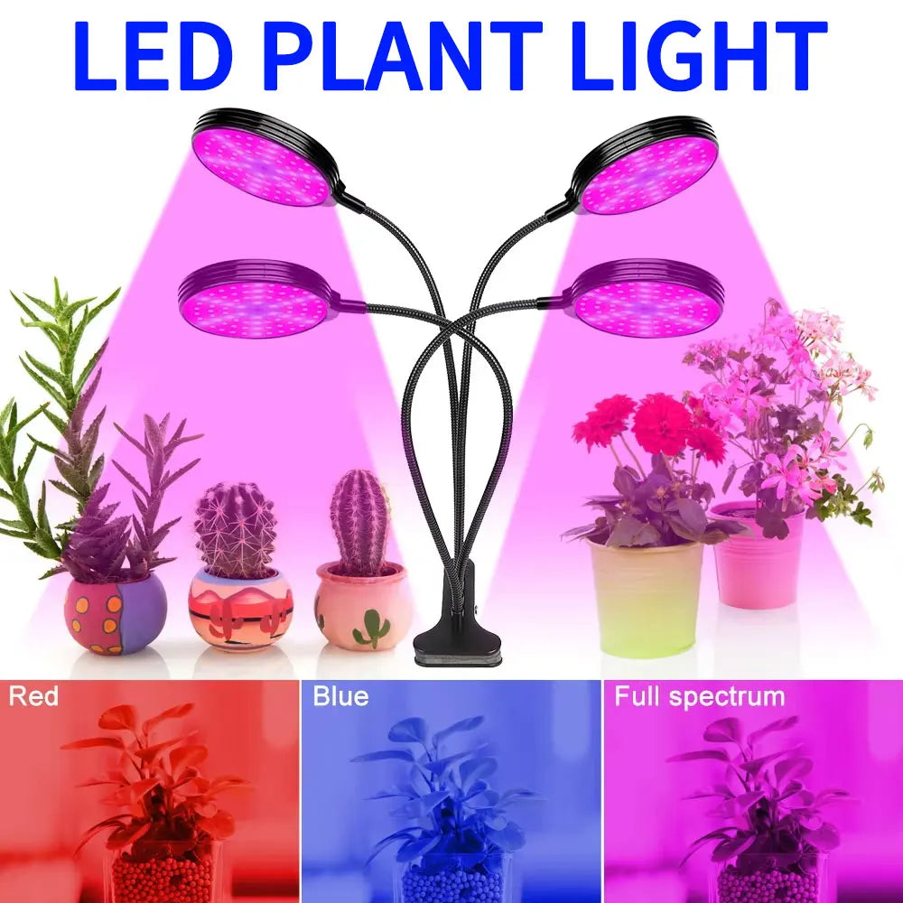 Lámpara LED de espectro completo para cultivo de plantas, para interior, con semillas de flores, para cultivo hidropónico, resistente al agua, con función de temporización y atenuación