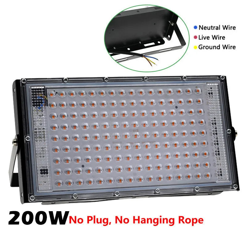 Full Spectrum LED Grow Light Phyto Lamp AC 220V 50W 100W 200W With EU Plug For Greenhouse Hydroponic Plant Growth Lighting