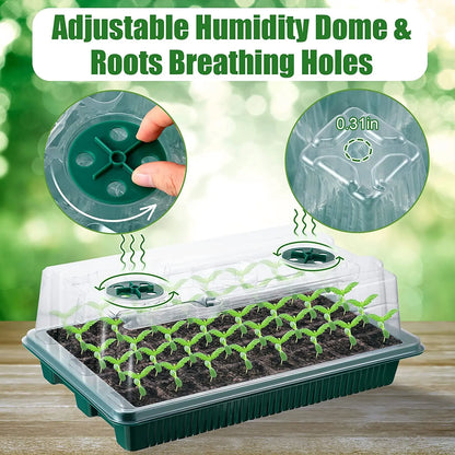 2 Packs, Seed Starter Trays With High Dome Germination Kit - 80 Cells, 4 LED Grow Lights, Smart Timer & 3 Modes For Home Gardene