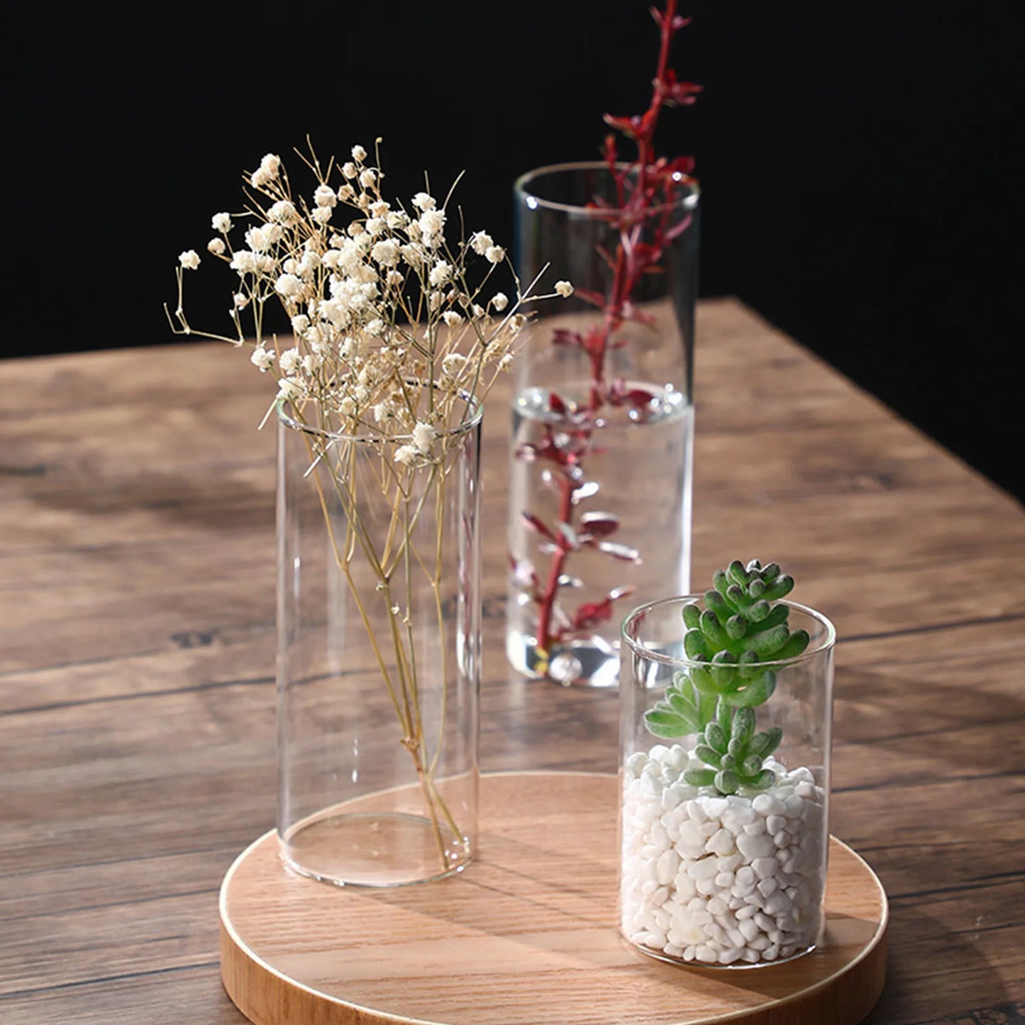 Jarrón hidropónico de vidrio Simplism, florero moderno de cilindro pequeño para centro de mesa, para uso en decoración de bodas, accesorios para jardín