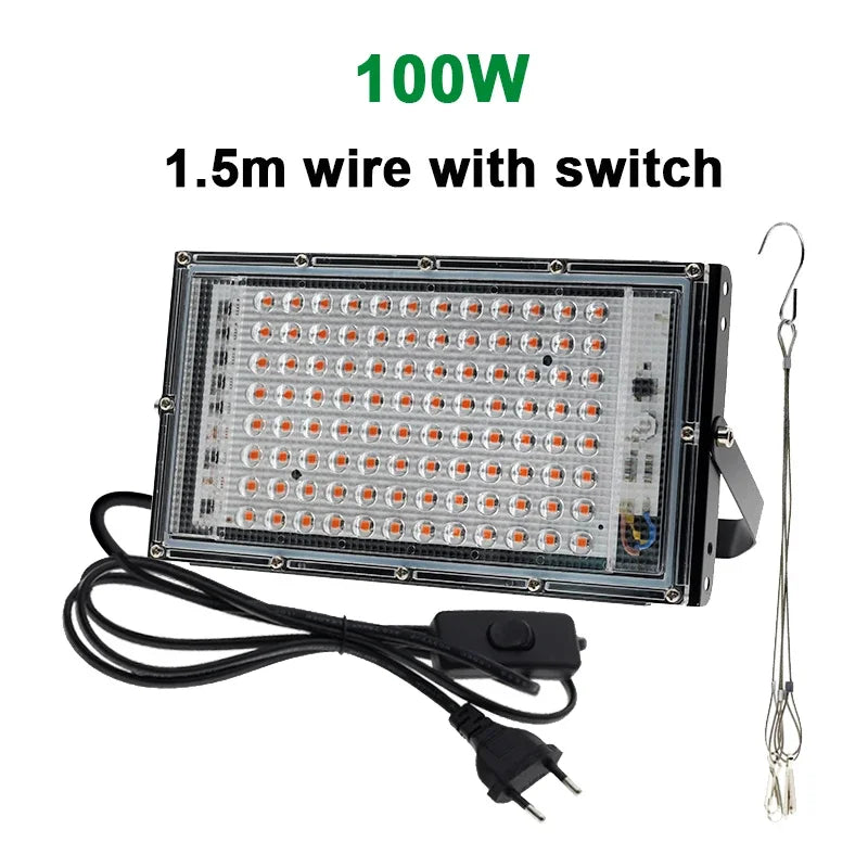 Full Spectrum LED Grow Light AC220V Phyto Lamp with On/Off Switch For Greenhouse Hydroponic Plants Flower Seed Growth Lighting