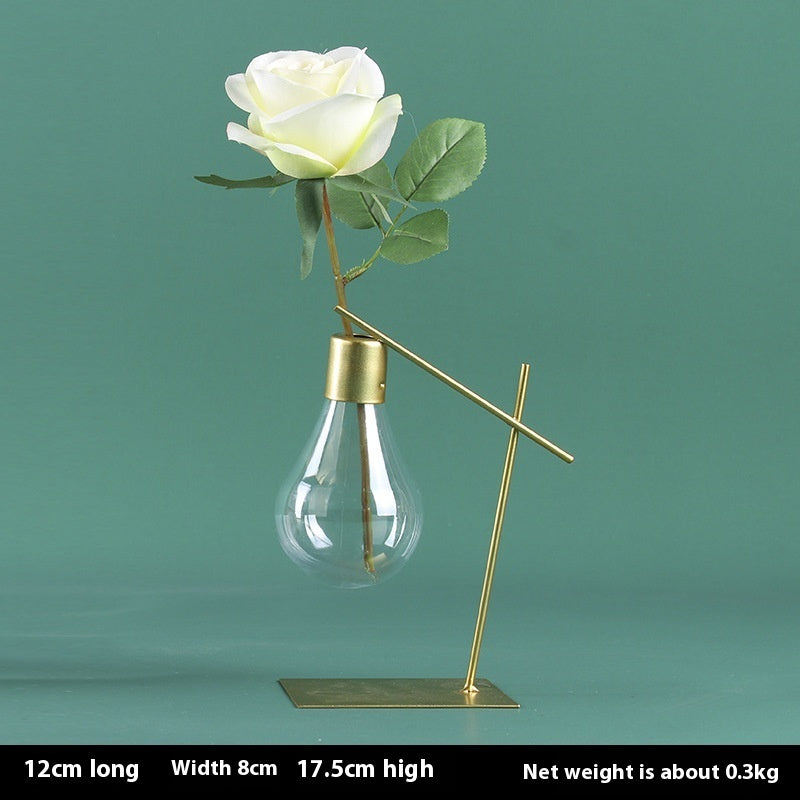 Creative Wooden Frame Hydroponic Vase Green Dill Plant Transparent Glass Desktop Decoration