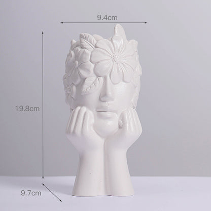 Human Body Ceramic Vase White Matte Artifact Hydroponic Flower Dryer Ornaments