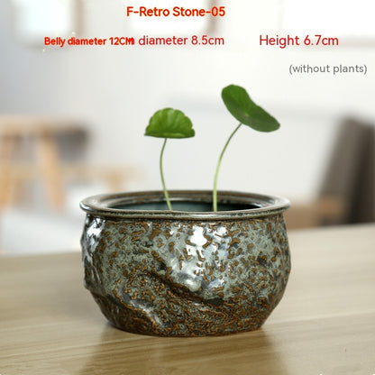 Stoneware Hydroponic Calamus Hydrocotyle Bowl Lotus Flower Pot Ceramic