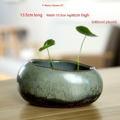 Stoneware Hydroponic Calamus Hydrocotyle Bowl Lotus Flower Pot Ceramic